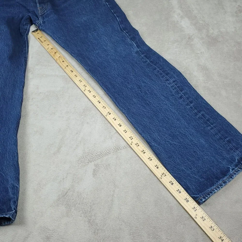 Levis 501 Jeans Mens 35x32 Blue Medium Wash Straight Button Fly Denim Waterless